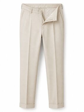 Men's Slim Tailored Chinos in Light Beige